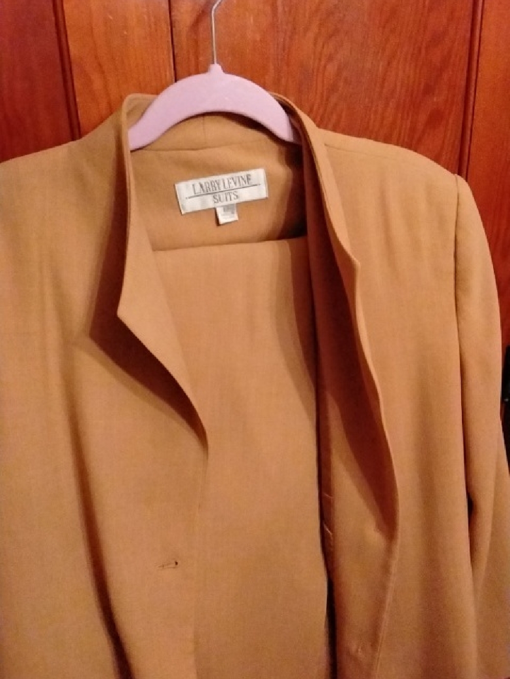 Larry Levine Women's Tan Open-Front Blazer With Matching Trousers